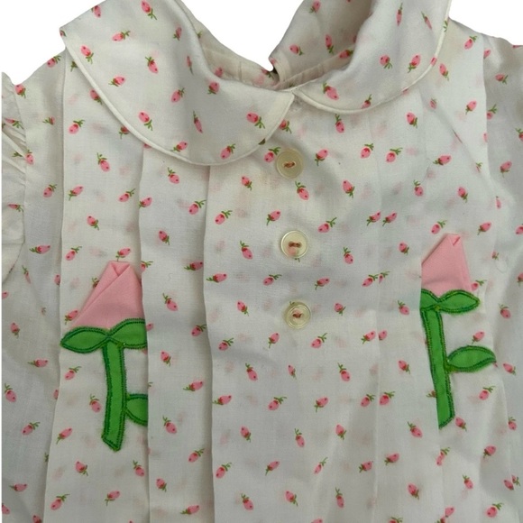 Vintage Baby Girl Tulip Collard Pleated Shirt Size 6-9 Months - Picture 4 of 4